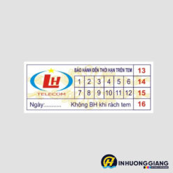 Quy cách in tem dán bảo hành cam kết chất lượng tốt nhất tại In Hương Giang